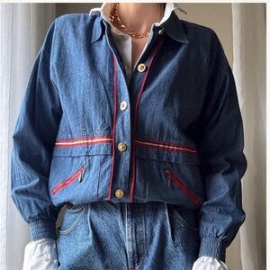 80s Teddi Blue Denim Style Jacket with Red Details